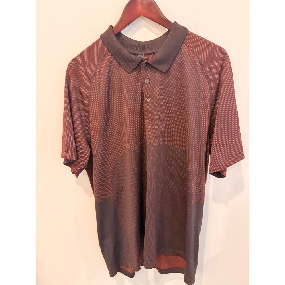 Lululemon Metal Vent Tech Polo‎ XXL Brown Red Dot Golf Performance Shirt